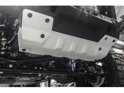 Защита рулевых тяг (алюминий 6 мм) + комплект крепежа для Jeep Wrangler JL 2018-н.в. (под алюминиевый бампер) (V - 2.0T; 3.6; 2.2TD)