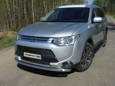 Защита переднего бампера 60 мм ТСС для Mitsubishi Outlander 2014-2015
