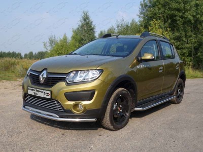 Защита переднего бампера 42 мм ТСС для Renault Sandero Stepway 2015-2018