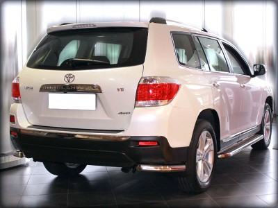 Защита заднего бампера "уголки" одинарные d-60 для Toyota Highlander 2010-2013