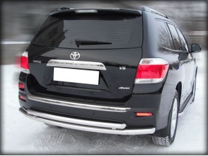 Защита заднего бампера радиусная двойная d-60+53 для Toyota Highlander 2010-2013 HYG2010_3.2