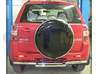 Защита заднего бампера двойная 76-53 мм на 3 двери для Suzuki Grand Vitara 2005-2007