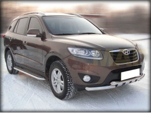 Пороги с площадкой алюминиевый лист 43 мм для Hyundai Santa Fe № HSF10 3.1