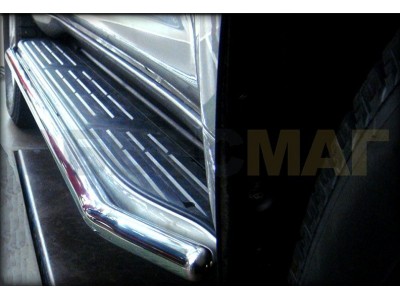 Защита штатного порога 43 мм в торец порога Технотек для Toyota Land Cruiser Prado 150 2009-2013