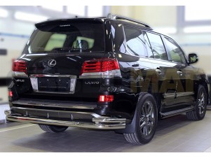 Защита задняя с уголками 76-53 мм для Lexus LX-570 Sport № LX12S_3.2