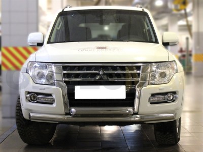 Защита передняя двойная 76-60 мм для Mitsubishi Pajero 4 2014-2021