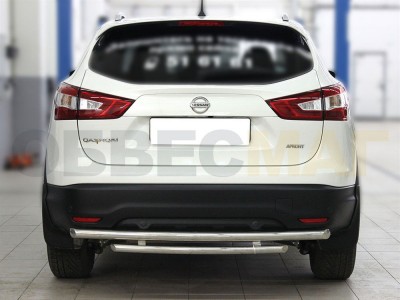 Защита заднего бампера двойная 53-43 мм для Nissan Qashqai 2015-2019