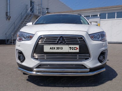 Защита передняя двойная 60-42 мм ТСС для Mitsubishi ASX 2013-2016