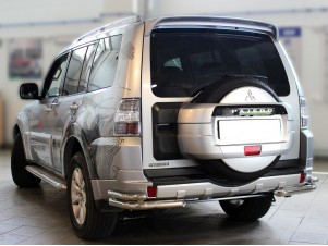 Защита задняя уголки двойные 60-43 мм для Mitsubishi Pajero 4 № МР2012_2
