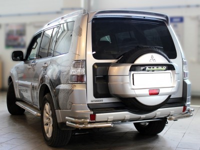 Защита задняя уголки двойные 76-53 мм для Mitsubishi Pajero 4 2011-2014
