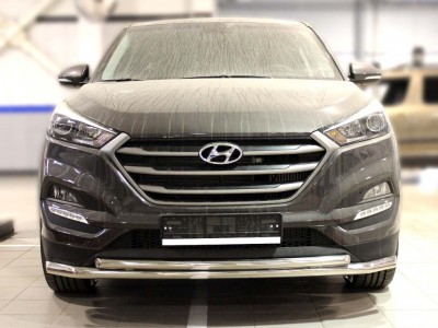 Защита передняя двойная 60-43 мм с подгибами для Hyundai ix-35 2010-2015
