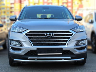 Защита передняя двойная 53-43 мм для Hyundai Tucson 2018-2021