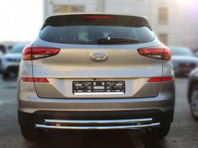 Защита заднего бампера двойная 53-43 мм для Hyundai Tucson 2018-2021