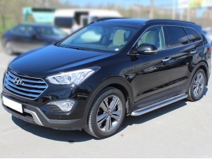Пороги с площадкой алюминиевый лист 60 мм для Hyundai Santa Fe Grand № HSFG12_2