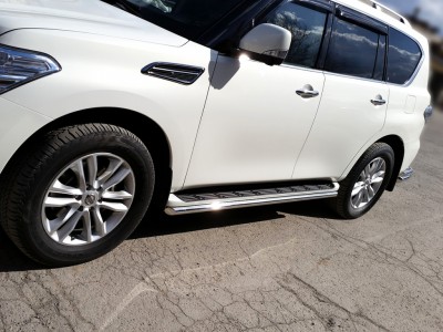 Защита штатного порога 53 мм Технотек для Nissan Patrol 2014-2021