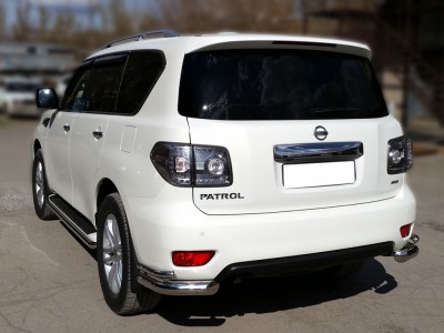 Защита задняя уголки двойные 76-43 мм для Nissan Patrol 2014-2021