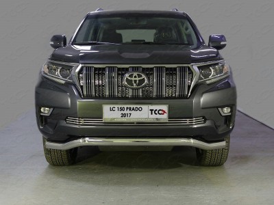 Защита переднего бампера волна 76 мм ТСС для Toyota Land Cruiser Prado 150 2017-2020