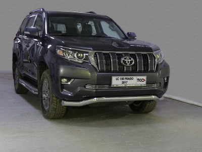 Защита переднего бампера волна 76 мм ТСС для Toyota Land Cruiser Prado 150 2017-2020