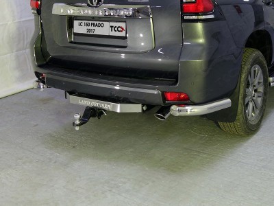 Защита задняя уголки 76 мм ТСС для Toyota Land Cruiser Prado 150 2017-2020