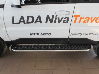 Пороги с листом d-53 Технотек для Niva Travel 2020 – н.в.