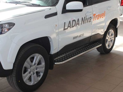 Пороги с листом d-53 Технотек для Niva Travel 2020 – н.в.