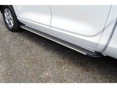Пороги алюминиевые "Slim Line Silver" 1920 мм для Changan Hunter Plus 2.0 4WD 2023 – н.в.  