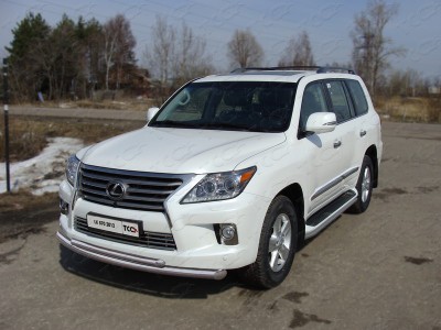 Защита передняя двойная 76-50 мм ТСС для Lexus LX-570 2012-2015