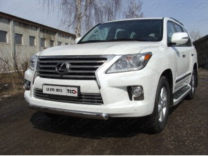 Защита передняя овальная короткая 75-42 мм для Lexus LX-570 № LEXLX57012-06