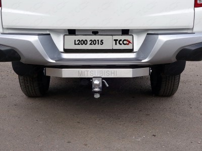 Фаркоп ТСС с надписью Mitsubishi, шар E нержавеющий для Mitsubishi L200 2015-2019