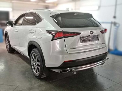 Защита заднего бампера радиусная двойная d-60+43 для Lexus NX-300 2017 – 2021