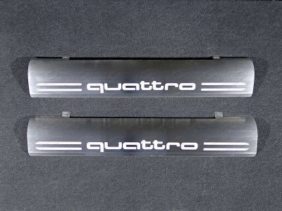 Накладки на пороги на пластик шлифованный лист надпись Quattro ТСС для Audi Q5 2008-2016