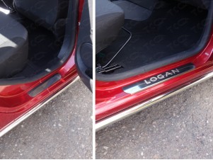Накладки на пороги шлифованный лист 4 штуки для Renault Logan № RENLOG18-02