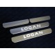Накладки на пороги шлифованный лист надпись Logan 4 штуки ТСС для Renault Logan 2018-2021