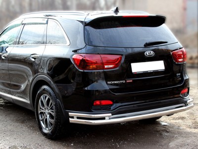 Защита заднего бампера "волна" d-60+43 Технотек для Kia Sorento Prime 2018 – н.в.