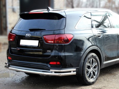Защита заднего бампера "волна" d-60+43 Технотек для Kia Sorento Prime 2018 – н.в.