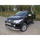 Пороги алюминиевые ТСС с накладкой чёрные для Mitsubishi L200 2015-2019