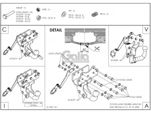 Фаркоп оцинкованный для Toyota Land Cruiser J250 2023-н.в., Lexus GX J250 2023-н.в. быстросъемное крепление шара №T081C