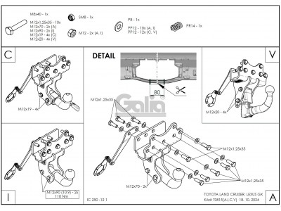 Фаркоп оцинкованный для Toyota Land Cruiser J250 2023-н.в., Lexus GX J250 2023-н.в. быстросъемное крепление шара