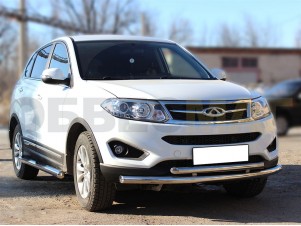 Пороги труба с накладками 76 мм для Chery Tiggo 5 № CHT14_2.1