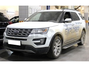 Пороги с площадкой алюминиевый лист 60 мм для Ford Explorer № FE2015_2