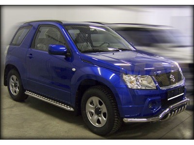 Защита переднего бампера Сити Гард 53-43 мм с защитой картера для Suzuki Grand Vitara 2005-2007