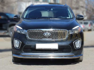 Защита передняя двойная 60-43 мм для Kia Sorento Prime 2015-2017