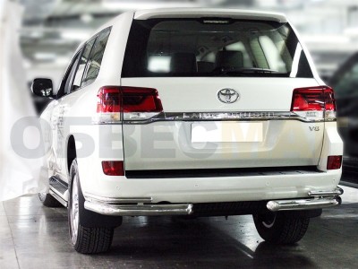 Защита задняя уголки двойные 76-43 мм для Toyota Land Cruiser 200 2015-2021
