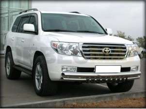 Защита передняя двойная 76-60 мм с защитой картера для Toyota Land Cruiser 200 № LCN 3.1