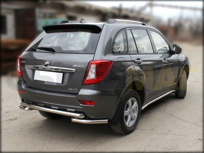 Защита штатного порога 53 мм Технотек для Lifan X-60 2011-2016