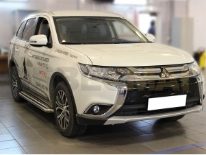 Пороги с площадкой алюминиевый лист 53 мм для Mitsubishi Outlander № MOU15_2