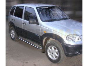Пороги с площадкой алюминиевый лист 43 мм для Chevrolet Niva № NSVN 4