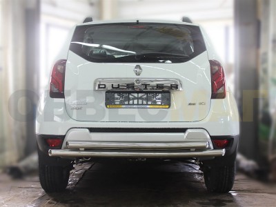 Защита заднего бампера двойная 60-53 мм без фаркопа для Renault Duster 2015-2021