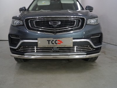 Решетка радиатора 12 мм (без круизконтроля) ТСС для Geely Atlas PRO 1.5L 4WD 2021 – н.в.