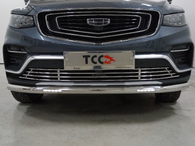 Защита передняя нижняя (с ДХО) 60,3 мм ТСС для Geely Atlas PRO 1.5L 4WD 2021 – н.в.